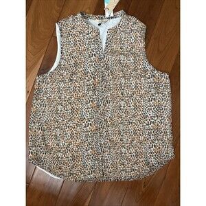 Les Serein Women's Phylla Keyhole Sleeveless Blouse CA4 Multicolor Large NWT